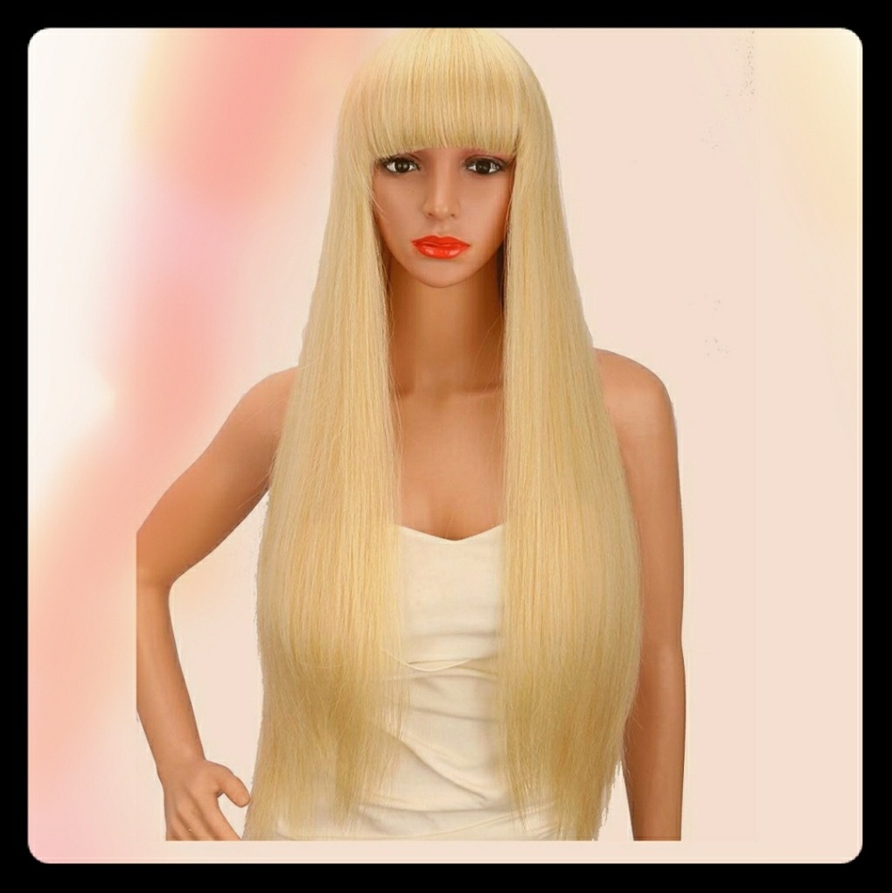 Blonde long straight wig